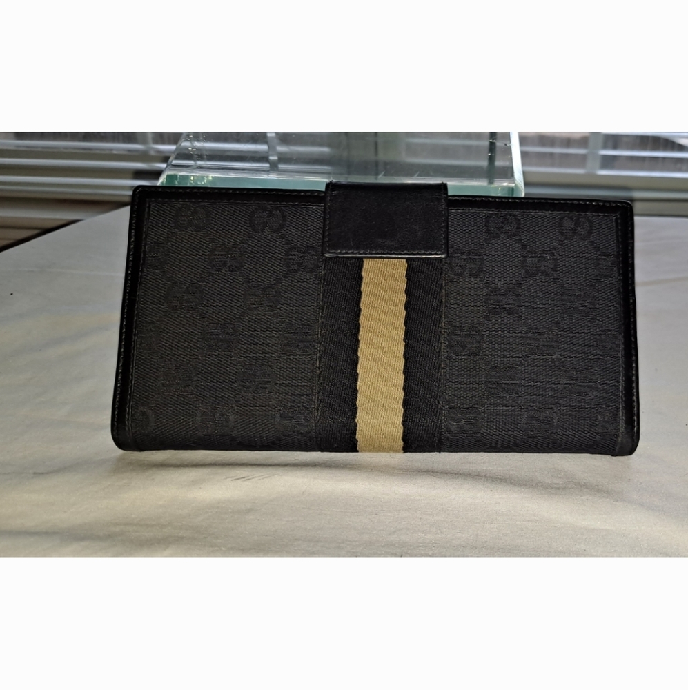 Gucci GG Monogram Web Long Bifold Clutch Wallet